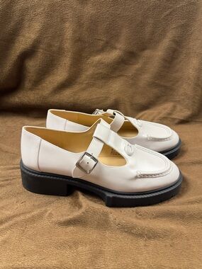 Coach White Leather Mary Jane Loafers with Buckle New without tags or box